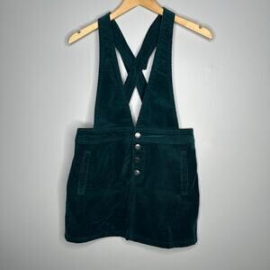 Wild Fable Women's Teal Corduroy Button Front Overall Mini Skirt Dress Size S‎